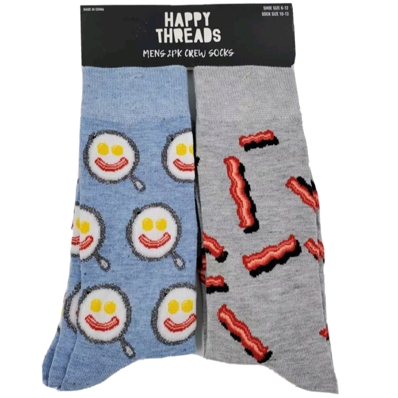 2 Pair Breakfast Food Themed Socks - Picture 1 of 5